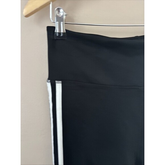 Adidas Women’s Medium Climalite Black Leggings White Stripes - Picture 2 of 7